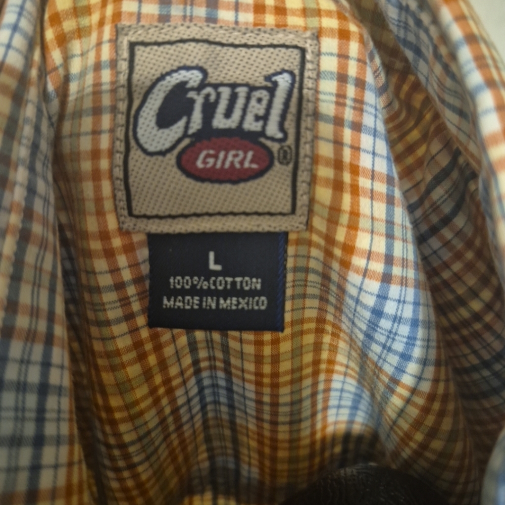 Womans Cruel Girls Multicolor Plaid Shirt - Picture 5 of 5